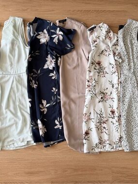 Dynamite Mixed Floral & Solid Dress Bundle - Navy, Blush, White, Mint, Black